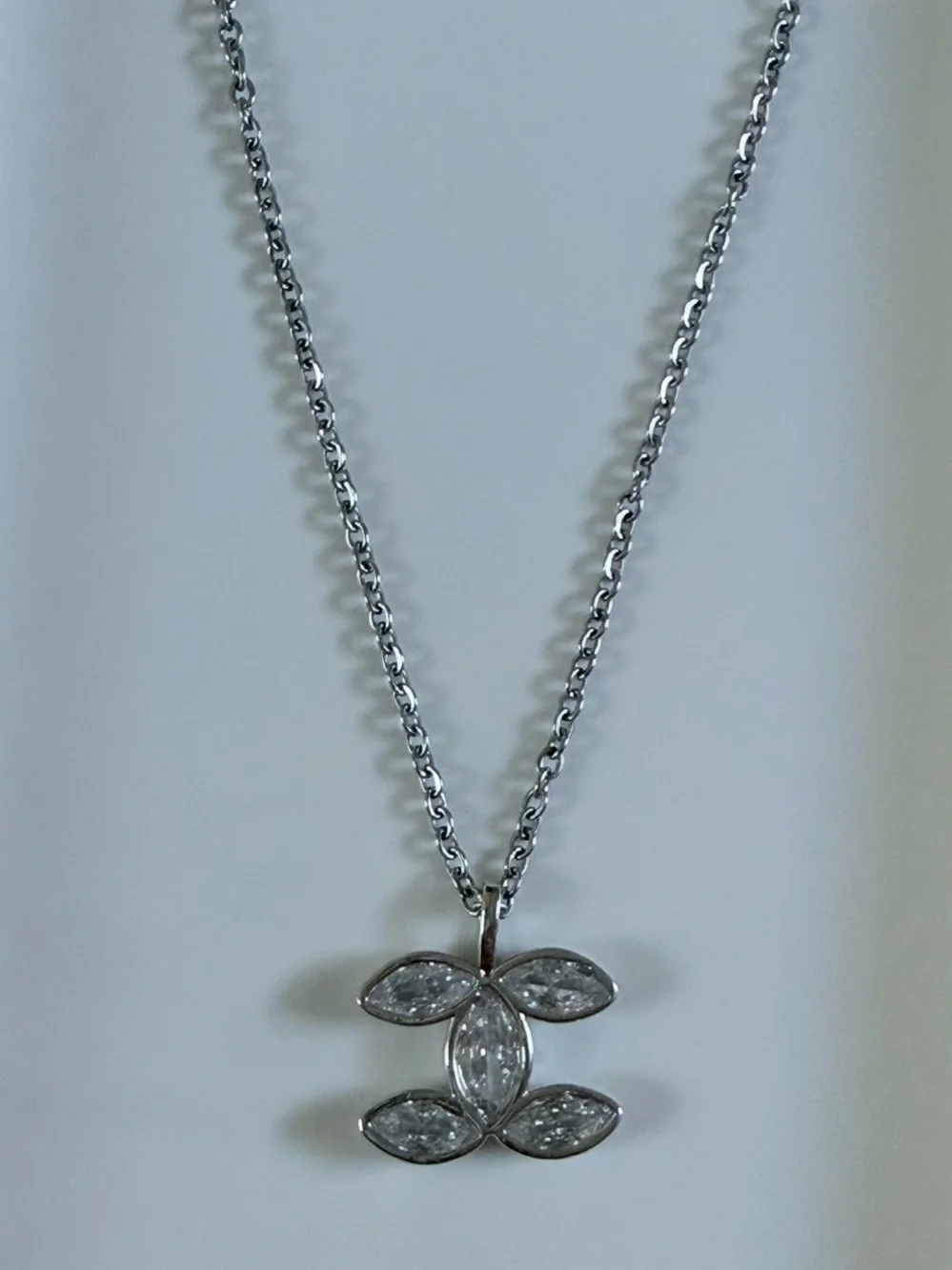 Silver Crystal Pendant Necklace - Elegant Women's Jewelry